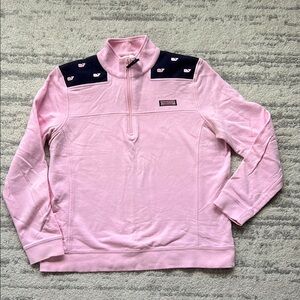 Vineyard Vines Pink Quarter-Zip Pullover Shep Shirt